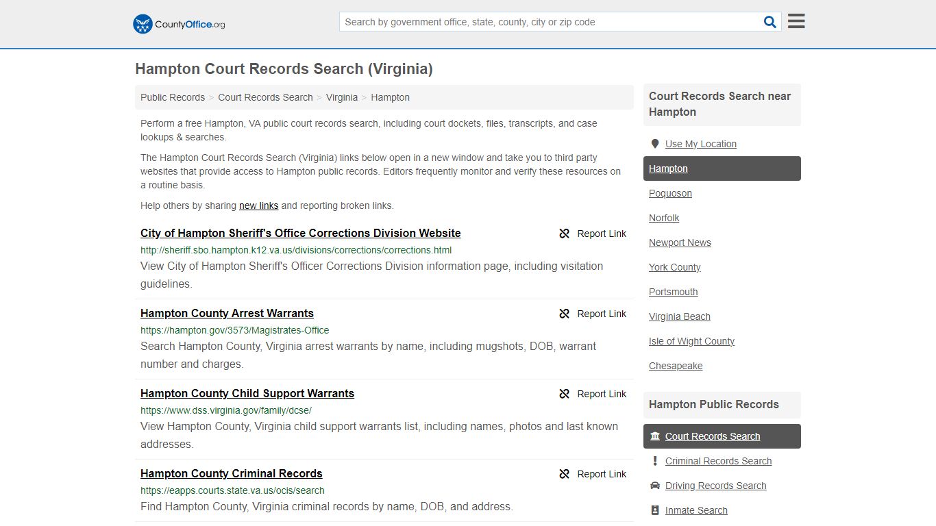 Hampton Court Records Search (Virginia) - County Office